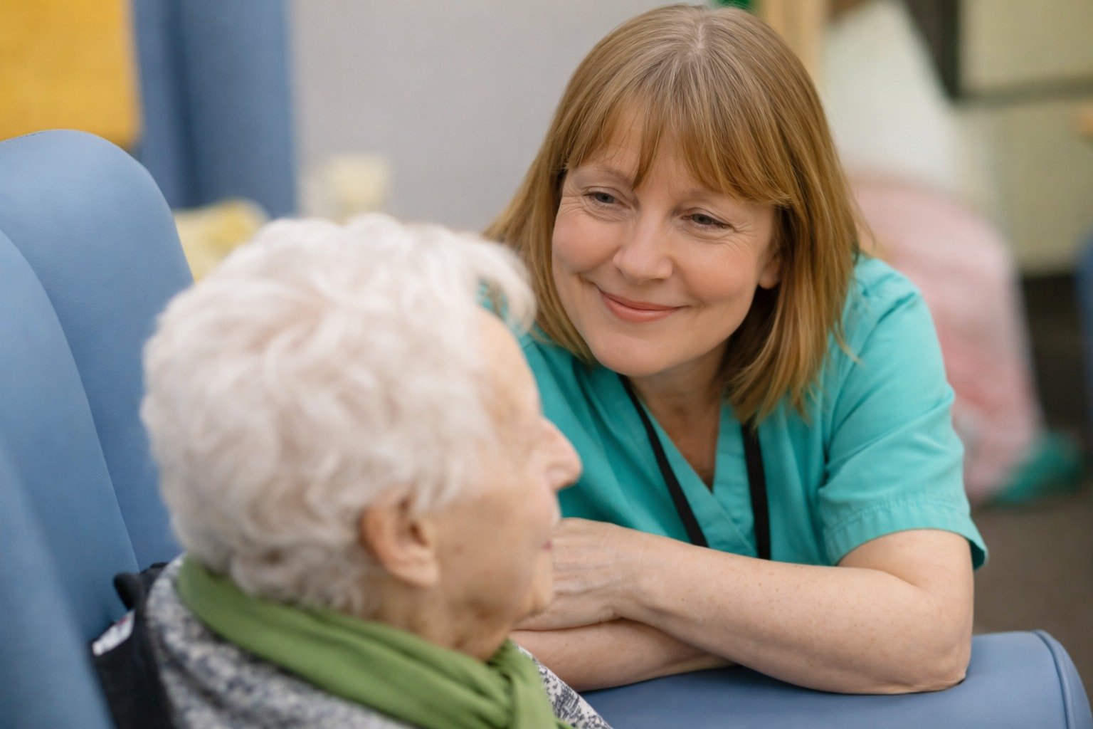 Care manager meeting with a community member in a home setting